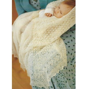 Baby Shetland Cobweb Shawl Traditional Heirloom Knitting Pattern 56x56&quot; in English 839