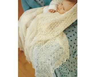 Baby Shetland Cobweb Shawl Traditional Heirloom Knitting Pattern 56x56" in English 839