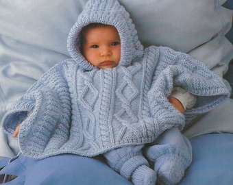 Modèle de tricot PDF pour bébé poncho Aran 3-18 mois en anglais 509