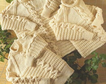 Aran Cable Knit Sweater Pattern: Baby Raglan Sleeves (PDF Pattern)