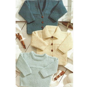 Babies Knitting Pattern Cardigans and Sweater in DK 12-24&quot; PDF in English 549