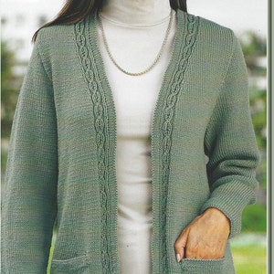 Ladies Jacket PDF Knitting Pattern Edge to Edge and Optional Pockets DK ...