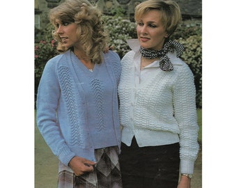 Ladies Lace Twin Set Cardigan & Sweater PDF Knitting Pattern DK (8ply) 32-40" in English 1325
