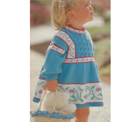 Fair Isle Baby Dress Knitting Pattern, DK Yarn (18-24") (PDF Pattern) in English 859 - Etsy Fair Isle Baby Dress Knitting Pattern, DK Yarn (18-24") (PDF Pattern) in English 859 - Etsy
