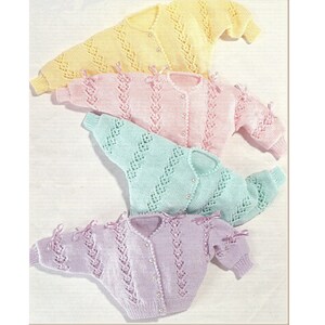 Baby PDF Knitting Pattern Cardigan with Lacy Panels in Double Knitting 14-24 (36-61cm) smaller sizes in English 148