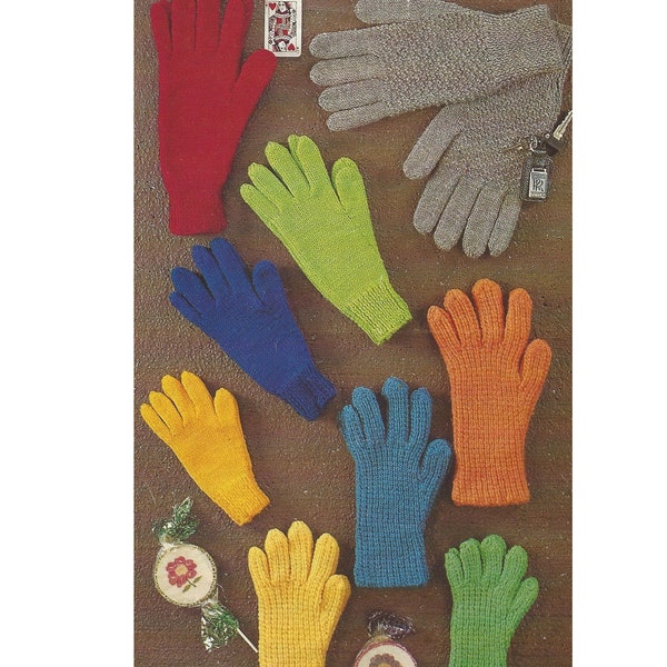 Family Gloves PDF Knitting Pattern in 5 sizes Ladies, Men's, Boys and Girls in DK 943