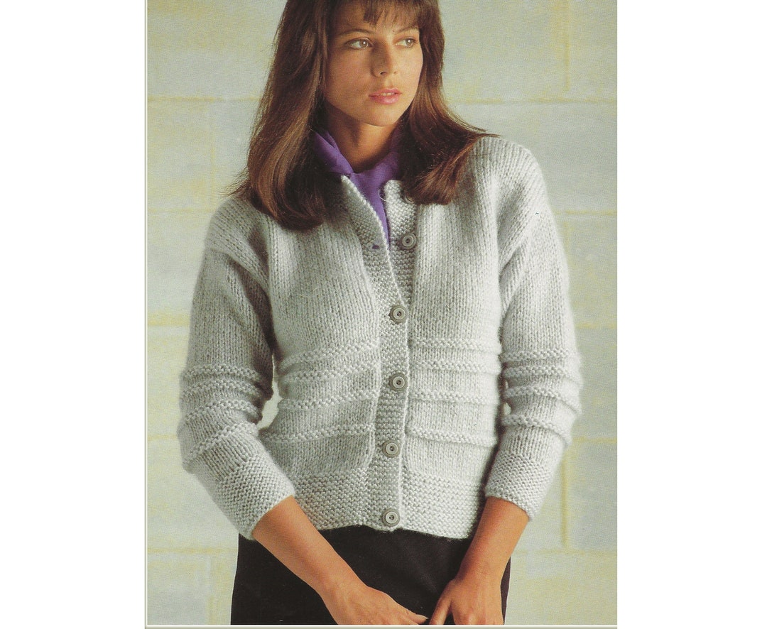 Ladies PDF Chunky Easy Knit Cardigan Knitting Pattern 28-44 in English ...