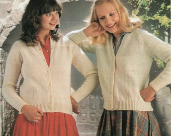 Ladies Cardigan Knitting Pattern: Easy DK, V or Round Neck (PDF Pattern)