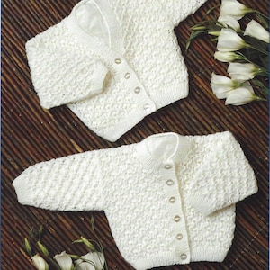 Baby Cardigans (PDF) Knitting Pattern Pretty V-neck and Round neck 12-22" in English 721