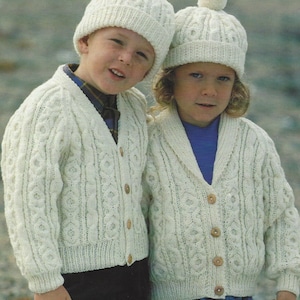 Patrón de tejido para cárdigan y gorro Aran, 10 capas (56-81 cm) (patrón PDF)