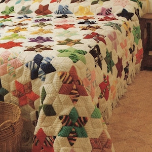 Easy Star Bedspread-Blanket PDF Crochet Pattern Heirloom Vintage 4ply 1387