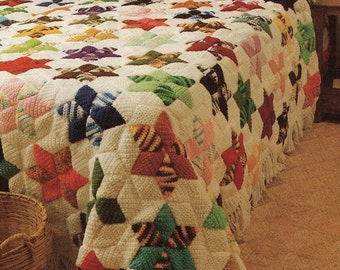 Easy Star Bedspread-Blanket PDF Crochet Pattern Heirloom Vintage 4ply 1387