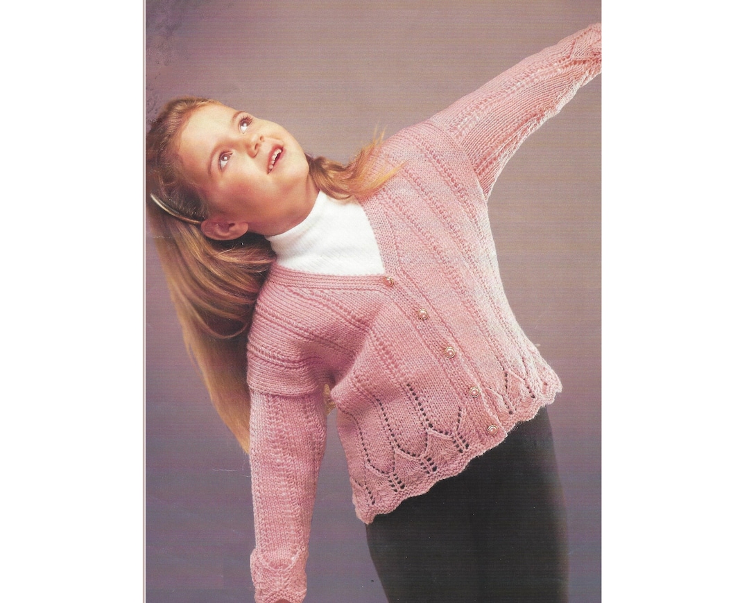 Girls Lace Cardigan PDF Knitting Pattern 2030 Double Knit in English 314 Etsy