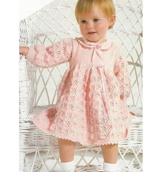 Baby Girls Lace Dress Knitting Pattern: 4ply, Picot Edge (18-22" Chest)  (PDF ) in English 906 - Etsy