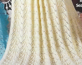 Baby Blanket/Shawl Knitting Pattern "Seashells" DK or 4ply PDF in English 911