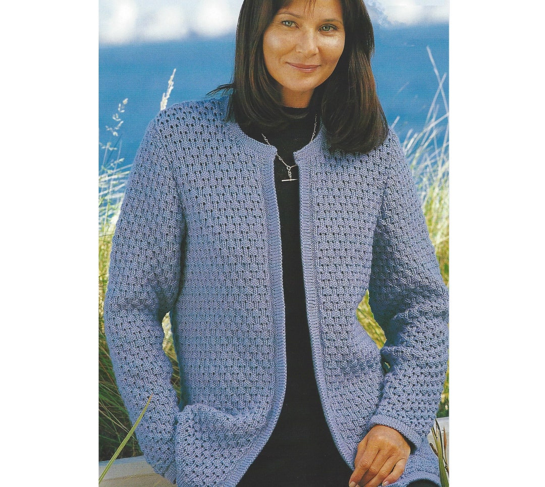Ladies Jacket PDF Knitting Pattern Edge to Edge Crew Neck DK 3250 English Pattern 1109 Etsy UK