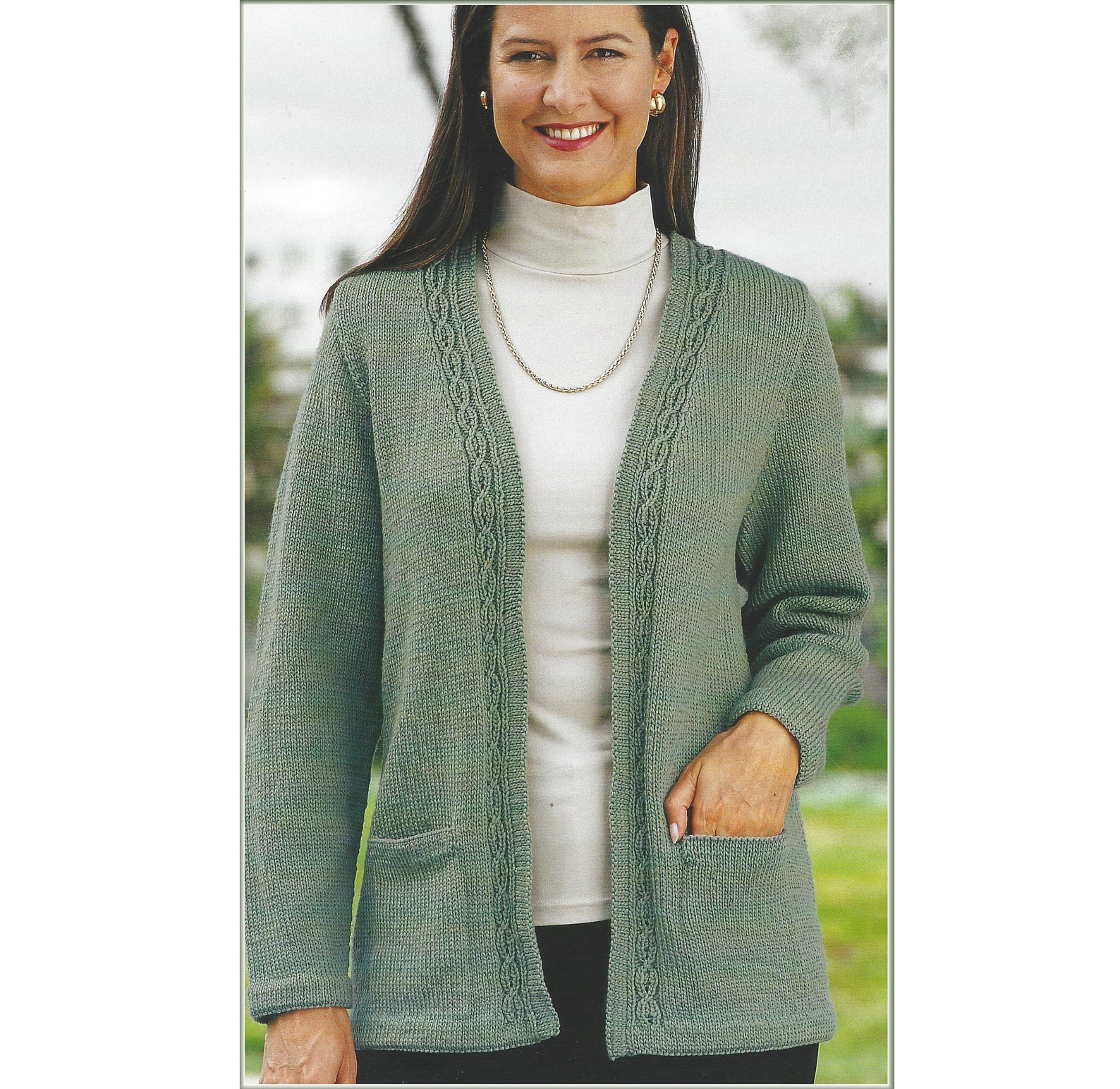 Ladies Jacket PDF Knitting Pattern Edge to Edge and Optional Pockets DK 3250 1108 Etsy