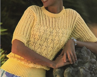 Ladies Top PDF  Knitting Pattern Classic Cotton Summer DK 30-40" in english 1401