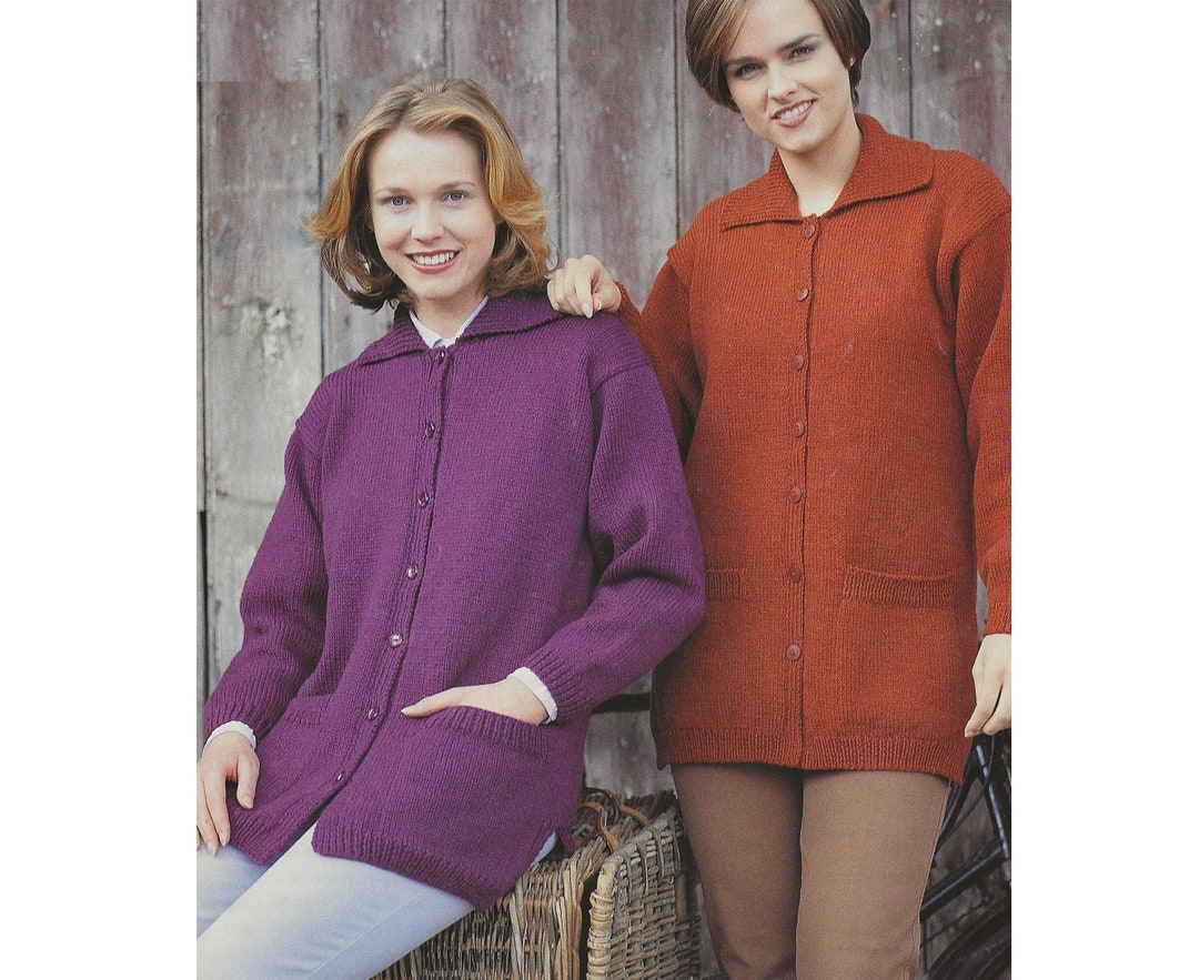 Ladies Classic Cardigan Easy PDF Knitting Pattern DK & Aran 30-44