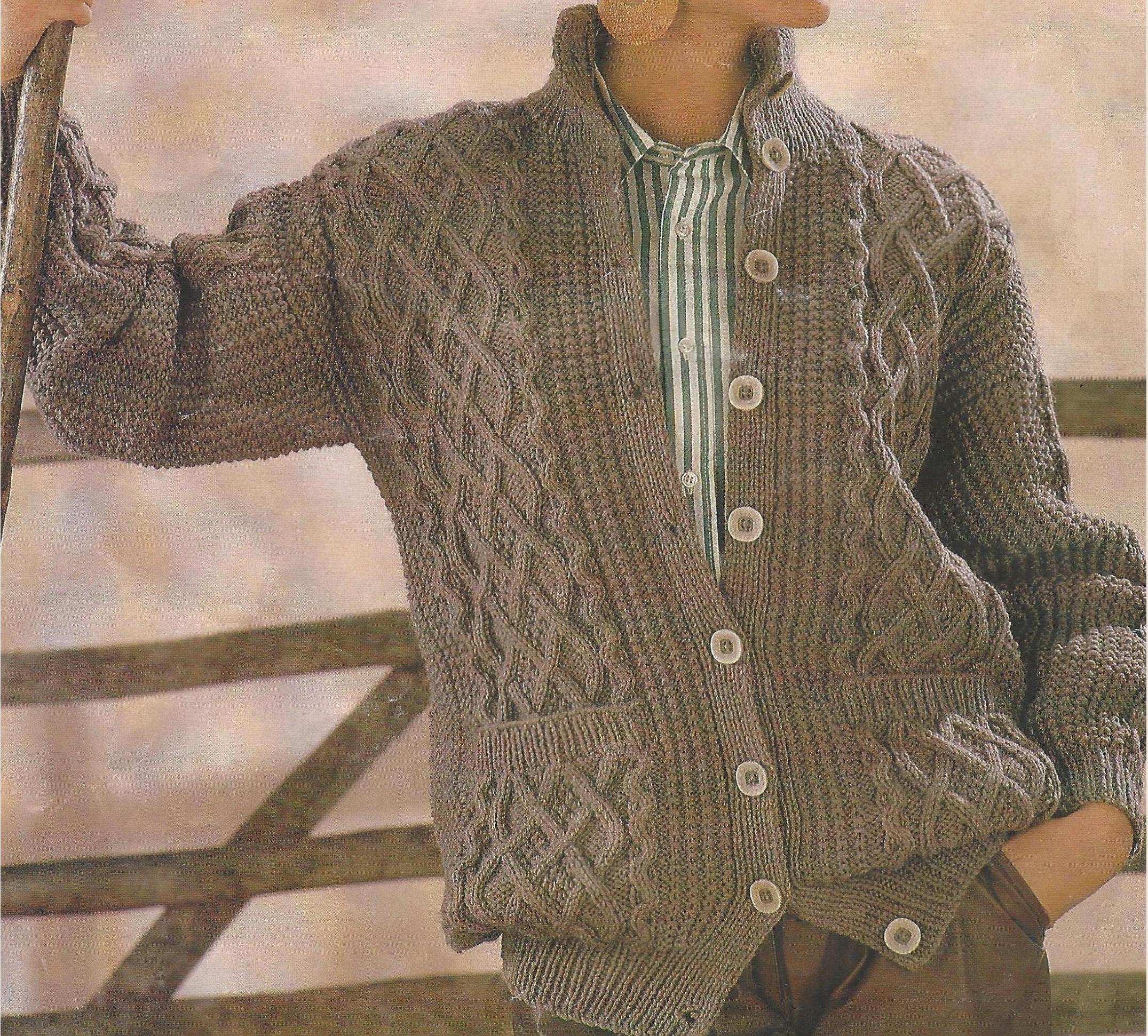 Ladies Aran Jacket/cardigan Knitting Pattern With Cables and