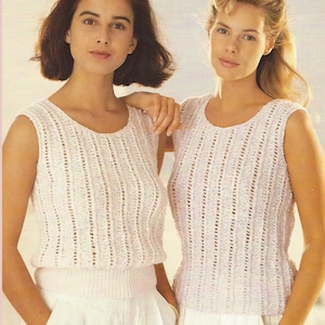 Ladies PDF Summer sleeveless Tops Knitting Pattern with Scoop neck in DK 28-42&quot; 904
