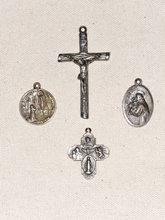 4 antique Catholic pendants