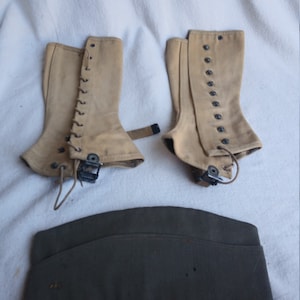 1917 A E F wool enlisted man trench hat with pin and m1917 canvas leggings