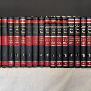 35 volumes Collier&#39;s Year Books 1963 through 1999