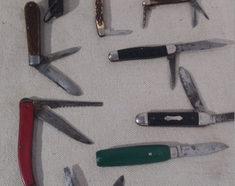 Collection of 10 antique pocket knives