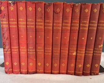 Colección de 12 volúmenes de las conferencias de John L. Stoddard publicada por Balch Brothers en 1903