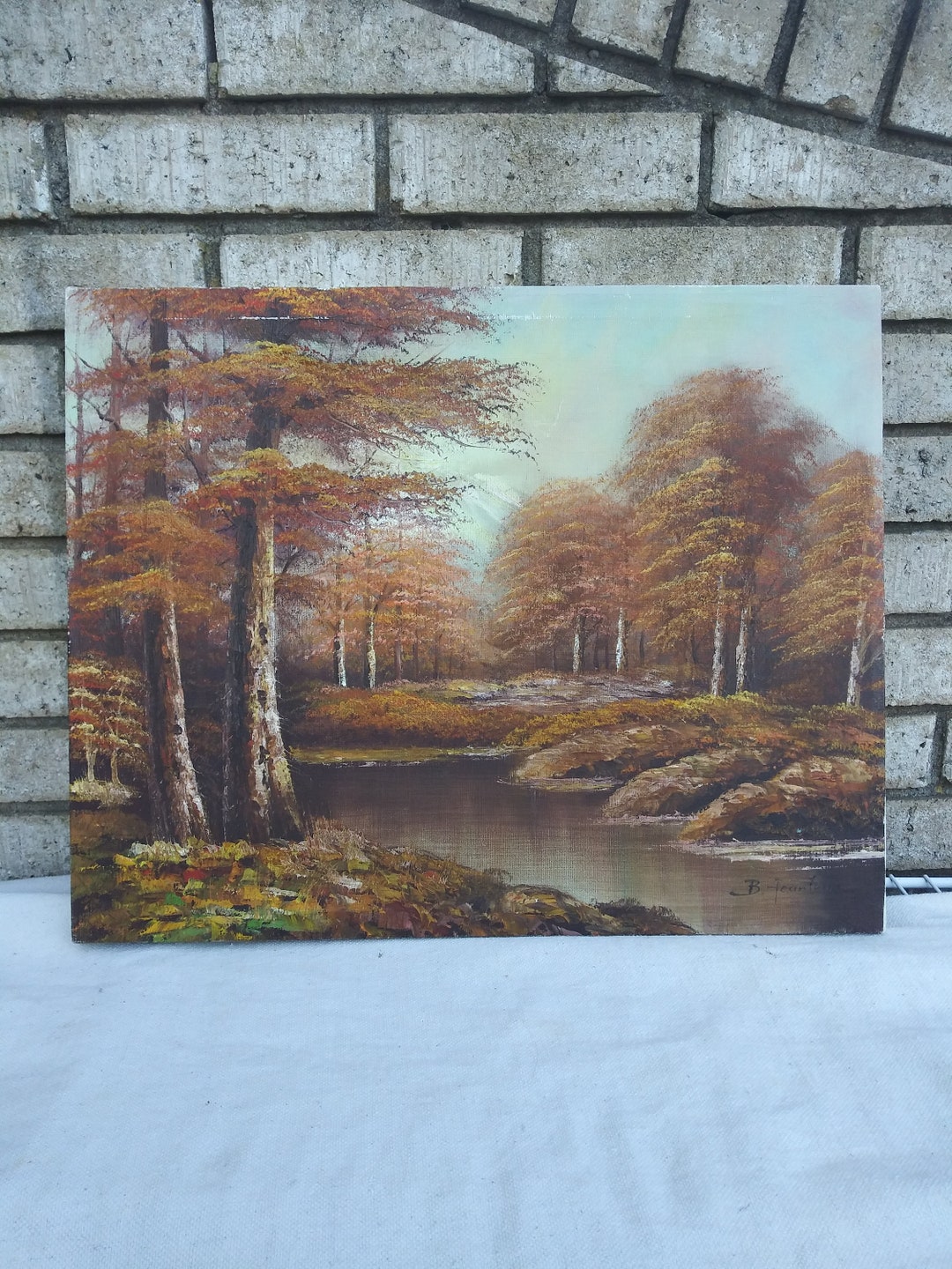 Original Antique Autumn Forest Landscape Oil Painting on Canvas - Etsy