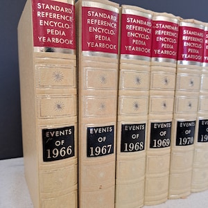 10 volumes of standard reference encyclopedia yearbooks 1966 to 1975