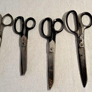 Set of 6 antique scissors and shears