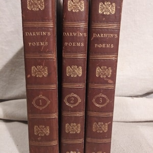 Première édition américaine de 1806, oeuvres poétiques d&#39;Erasmus Darwin en 3 volumes