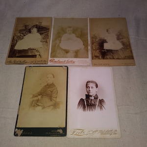 5 antique portrait cabinet cards