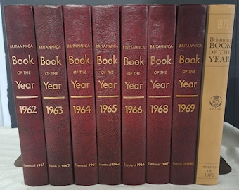 8 Encyclopedia Britannica yearbooks 1962 to 1973