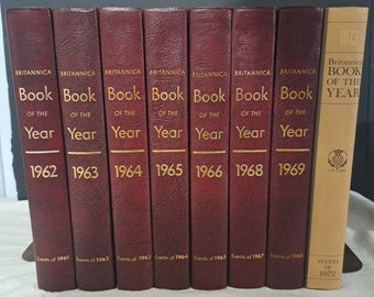 8 Encyclopedia Britannica yearbooks 1962 to 1973