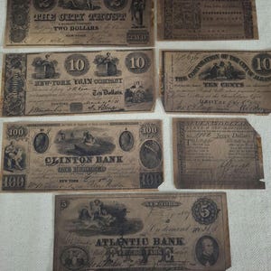 7 antique obsolete collectible banknotes