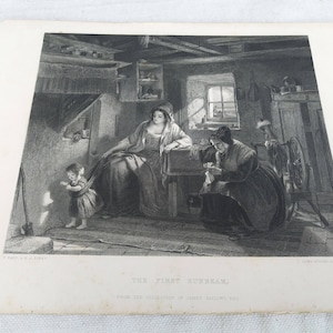 1862 The First Sunbeam an etching by T Faed
