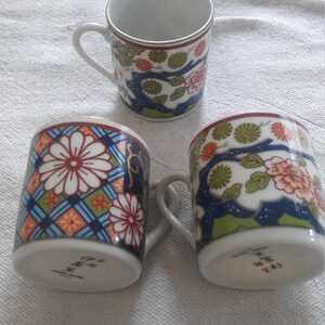 3 1940s Imari ware japan teacups
