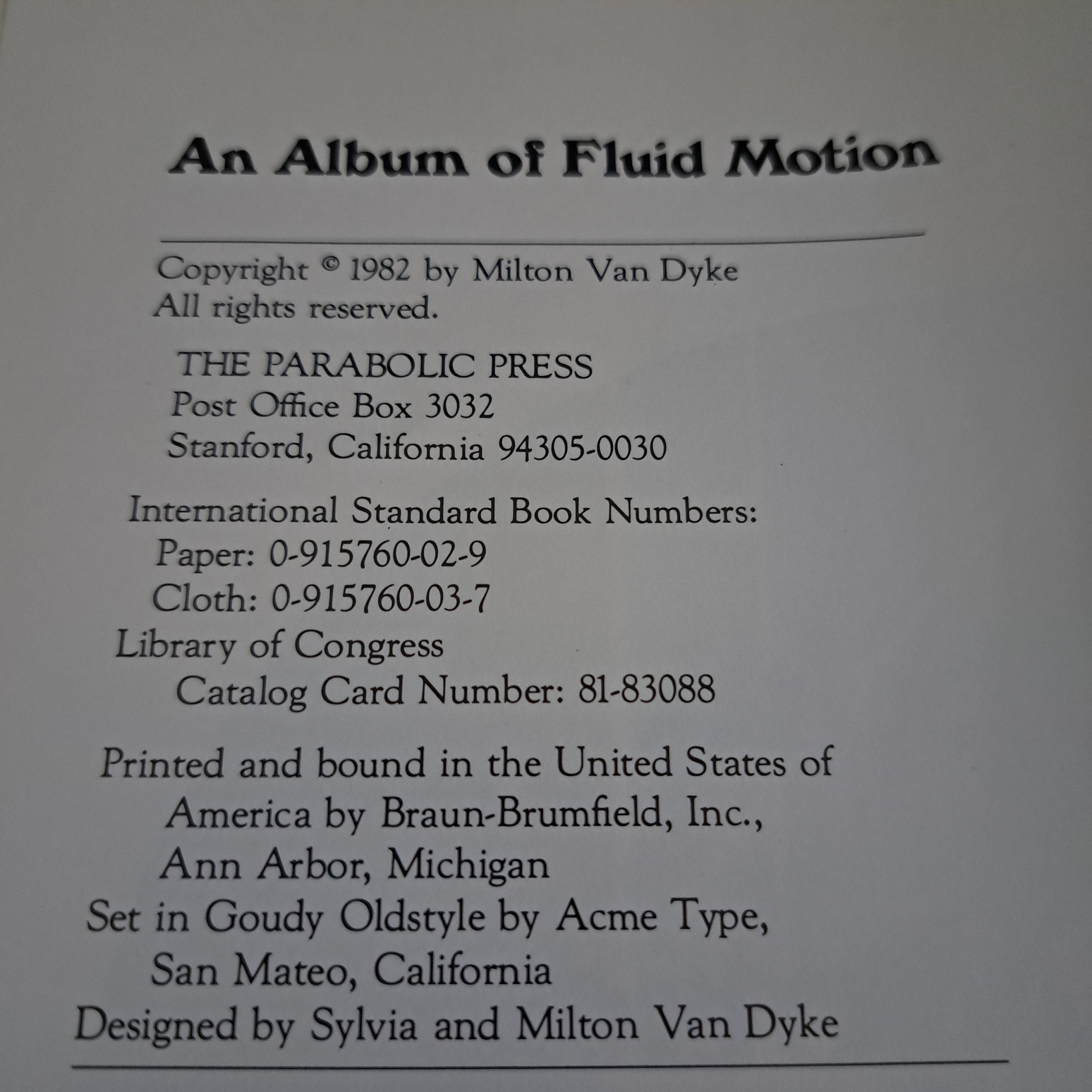 An Album of Fluid Motion Van Dyke 洋書 Van Dyke, Milton: An Album of Fluid Motion – The Iliad Bookshop