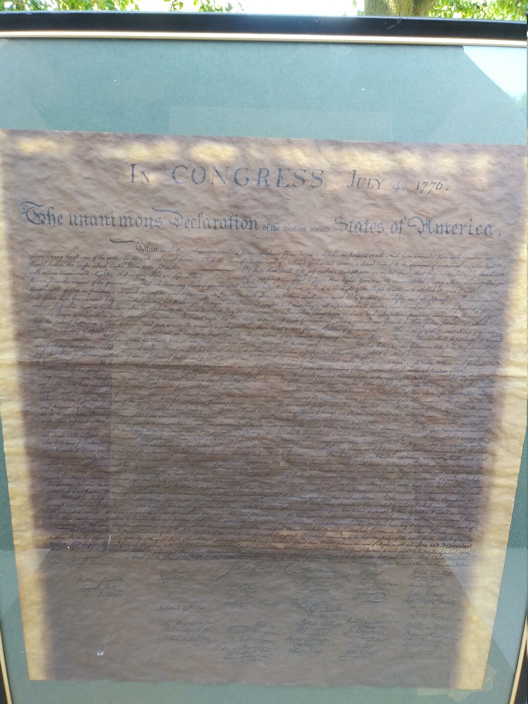 Privately Printed Centennial Copy of the Declaration of Independence
