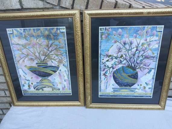 JUSTIN COOPERSMITH VTG 1980'S POST MODERN ORCHIDS FRAMED