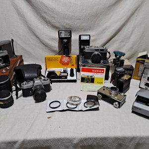 Collection of vintage and antique cameras