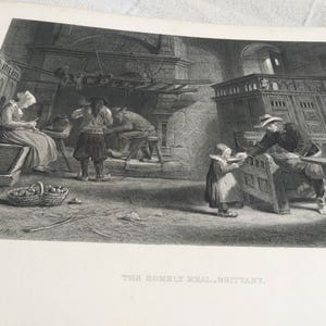 1876 The Homely Meal an etching by F. Goodall
