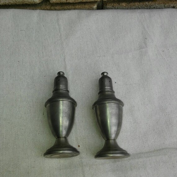 Vintage International Pewter Salt and Pepper Shakers Etsy