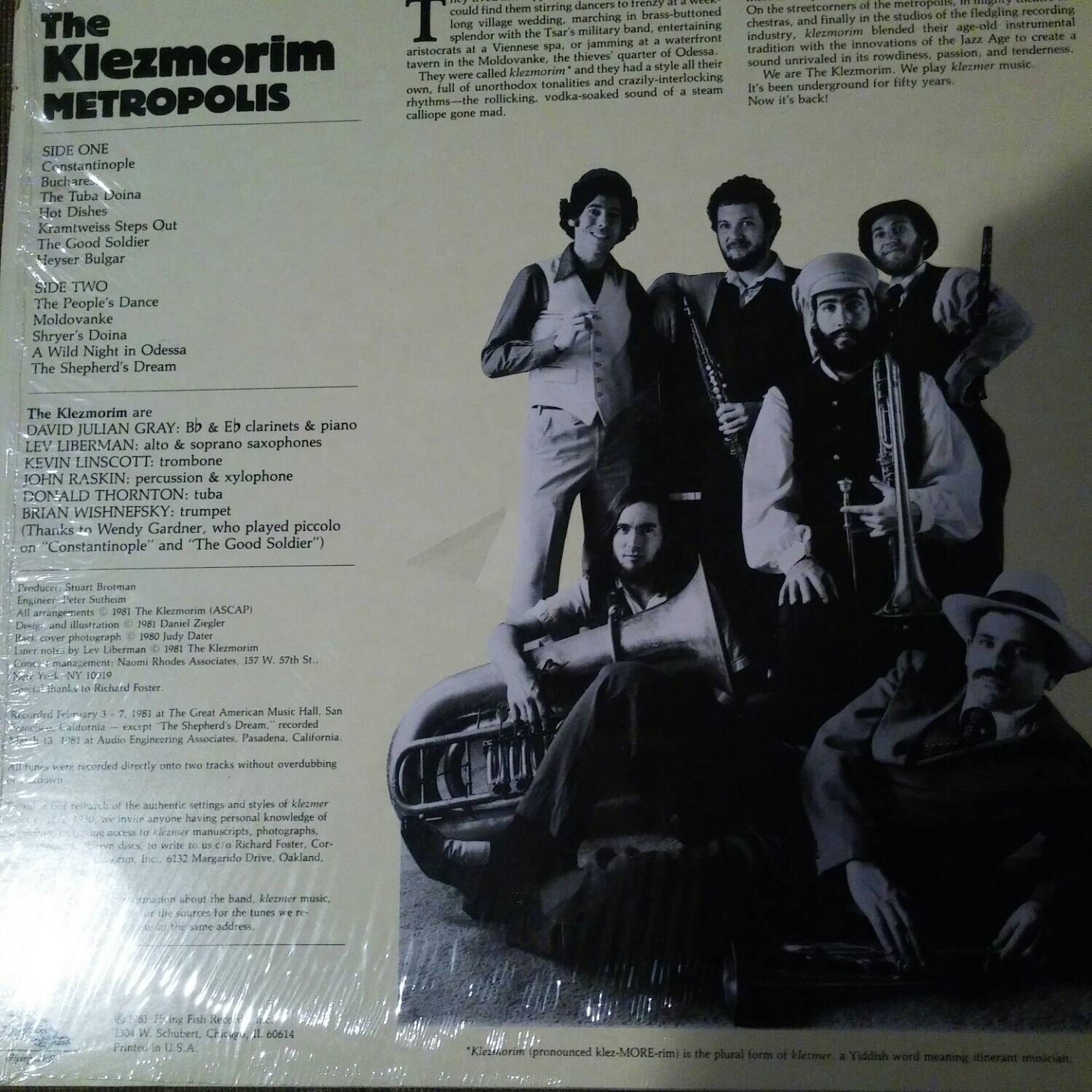 1981 Flying Fish Records Production the Klezmorim Metropolis Etsy
