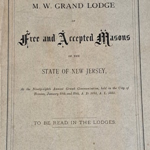 1885 Precedenti della 98a Comunicazione annuale della Gran Loggia M.W. della Massoneria