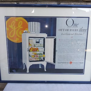 1953 framed General Electric store front advertisment lithograph