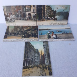 Colección de 5 postales de la ciudad de Nueva York de la década de 1910